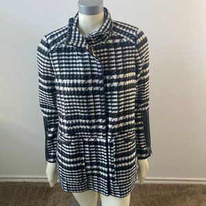 Rafaella Womens Coat Jacket Black White Hound stood Full Zip pockets  size M